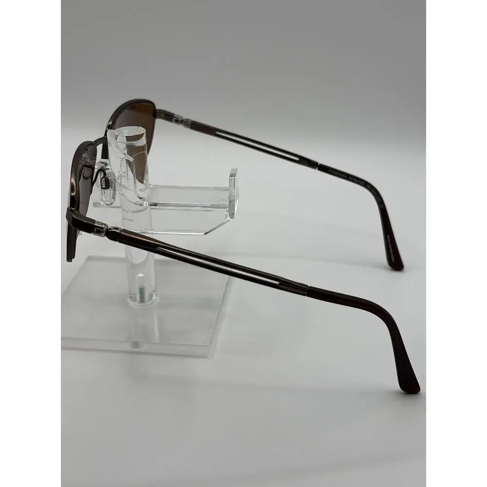 TurboFlex TF368 Brown Rectangular Sunglasses 54-18 Memory Metal Frame